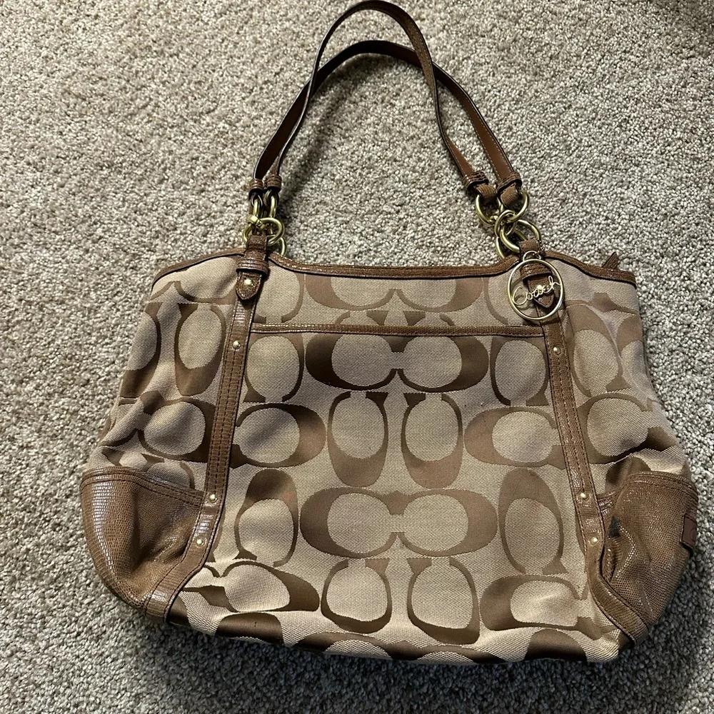Coach beige canvas shoulder bag